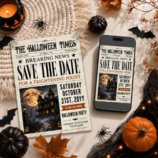 Halloween Spara Datum, Halloween Tidning Inbjudningar