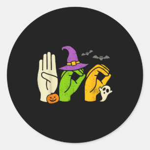 Halloween Spec Lärar Boo I Asl Boo Händer Teckensp Runt Klistermärke