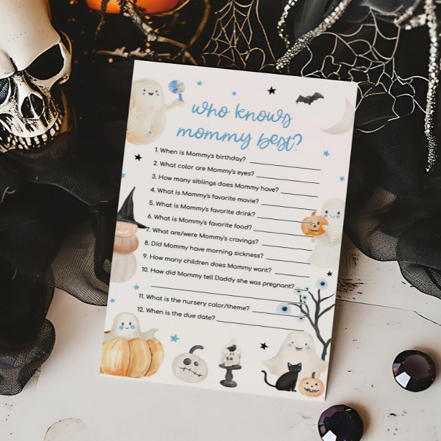 Halloween-spel för bebisar som vet vem som är bäst (A Little Boo Baby Shower Who knows Mommy Best Game)
