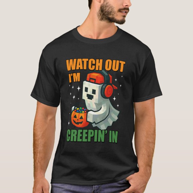 Halloween-spel Pixel Ghost smyger in Skumma män B T Shirt (Framsida)