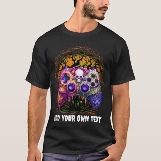 Halloween-spel, Spooky Controller, Creepy Gamer T Shirt (Framsida)