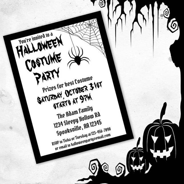 Halloween Spider Costume Party Inbjudan Vykort (Skapare uppladdad)
