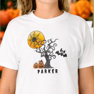 Halloween Spider Fladdermus Spooky Träd Pumpkins N T Shirt