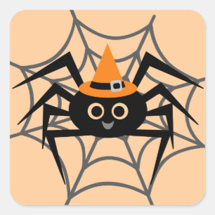 Halloween Spider i Webben Tshirts och presenter Fyrkantigt Klistermärke