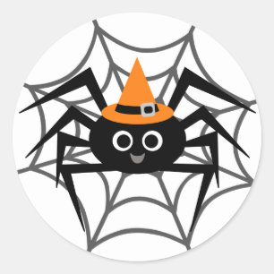 Halloween Spider i Webben Tshirts och presenter Runt Klistermärke
