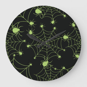 Halloween Spider Net Kreativ Mönster Stor Klocka