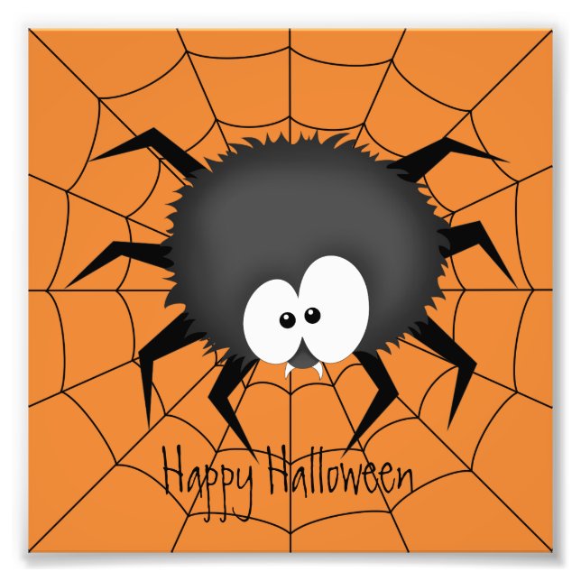 Halloween Spider på en Webben Fototryck (Framsidan)
