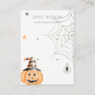 Halloween Spider Pumpkin 2 Stud Earring Visning Visitkort