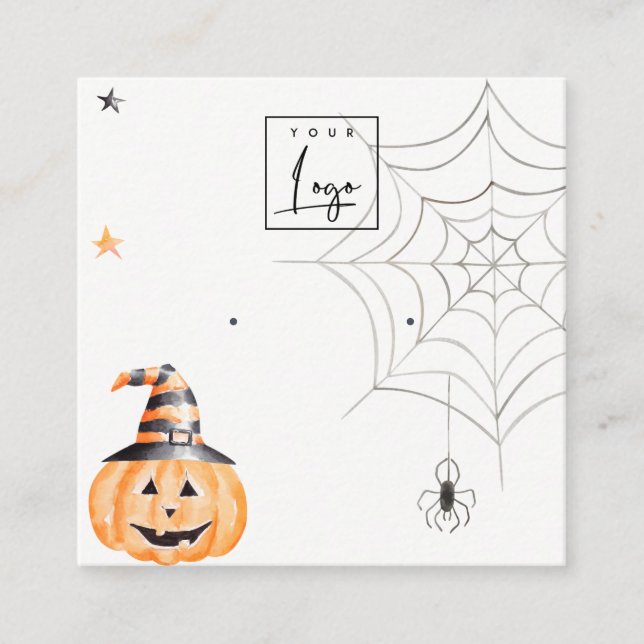 Halloween Spider Pumpkin Logotyp Stud Earring Visn Fyrkantigt Visitkort (Framsida)