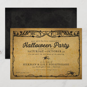 Halloween Spider Vintage Gothic Party Inbjudningar