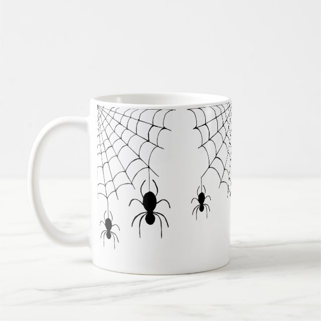 Halloween Spiders Black Cobwebs Spooky Kaffemugg (Vänster)