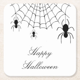 Halloween Spiders Cute Gothic Black White Underlägg Papper Kvadrat