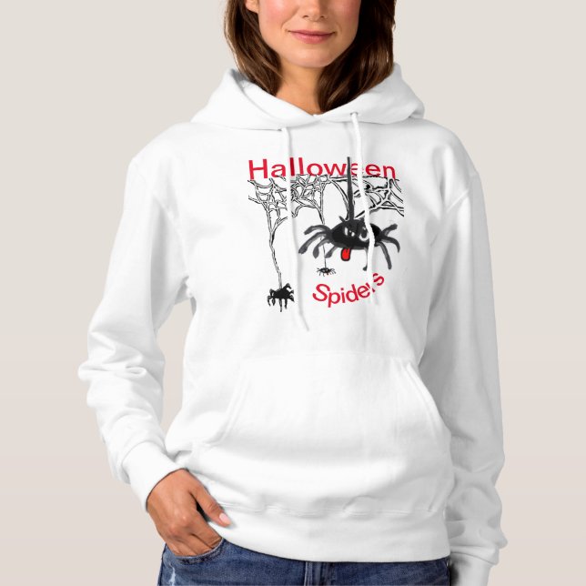 Halloween Spiders Tecknad Cust. Text Hoodie T Shirt (Framsida)