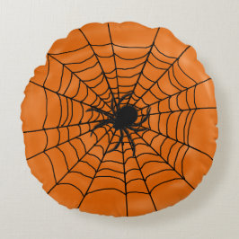 Halloween Spiders Webben med Spider på Orange Rund Kudde