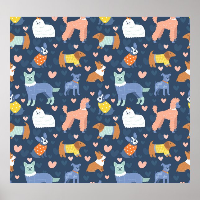 Halloween Spiders Webben: Sömlös Mönster Poster (Framsidan)