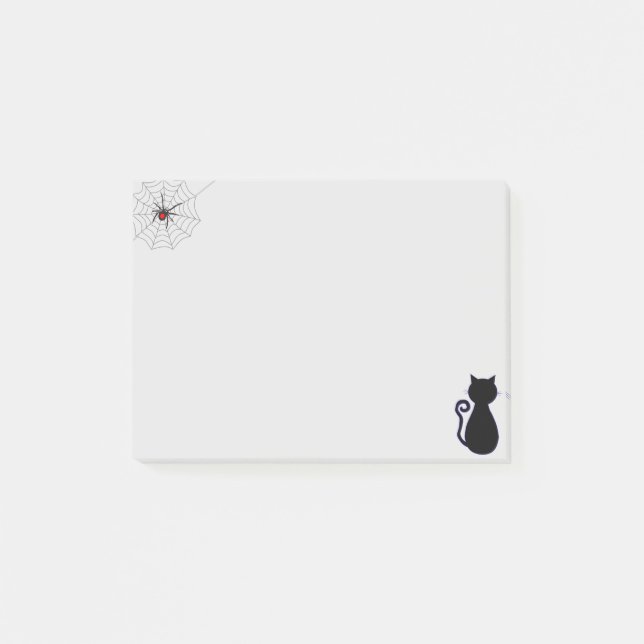 Halloween spindel och svart katt post-it block (Framsida)