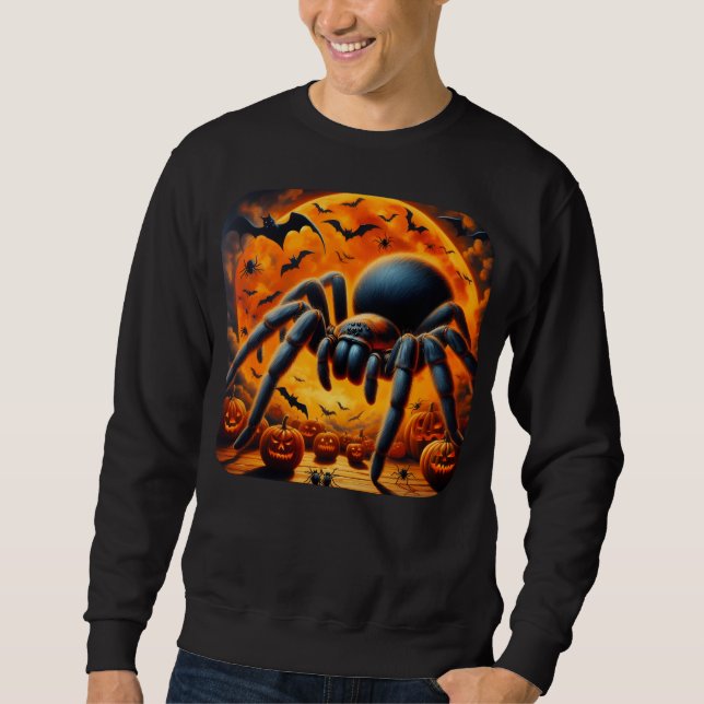 Halloween Spindel Tröja Lång Ärmad Tröja (Framsida)