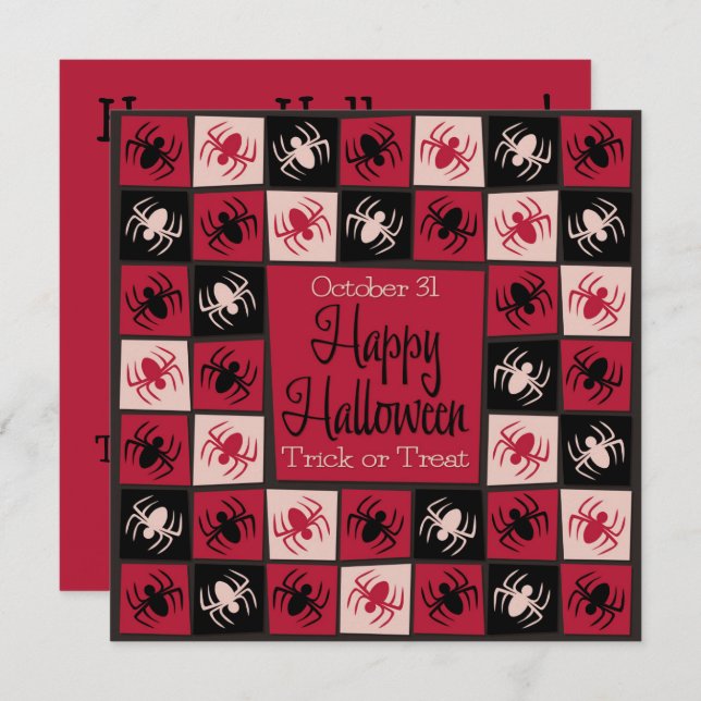 Halloween spindelmosaik inbjudningar (Fram/baksida)