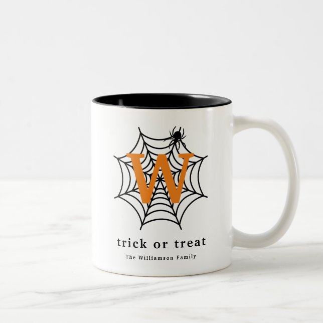 Halloween Spindelnät Bus eller Buss Monogram Två-Tonad Mugg (Höger)