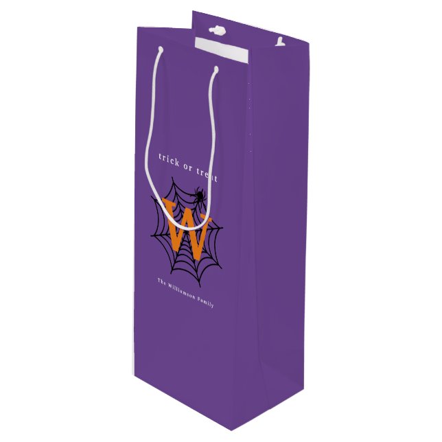 Halloween Spindelnät Bus eller godis Monogram (Framsidan Vinklad)