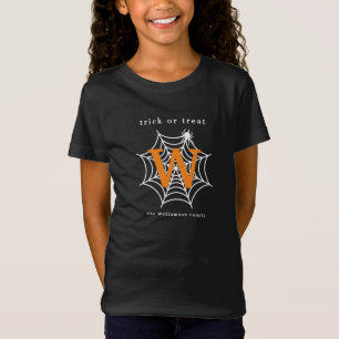 Halloween Spindelnät Bus eller godis Monogram T Shirt