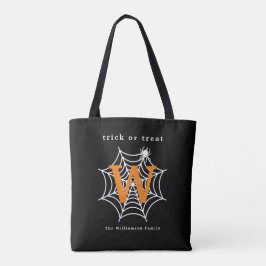 Halloween Spindelnät Bus eller godis Monogram Tygkasse