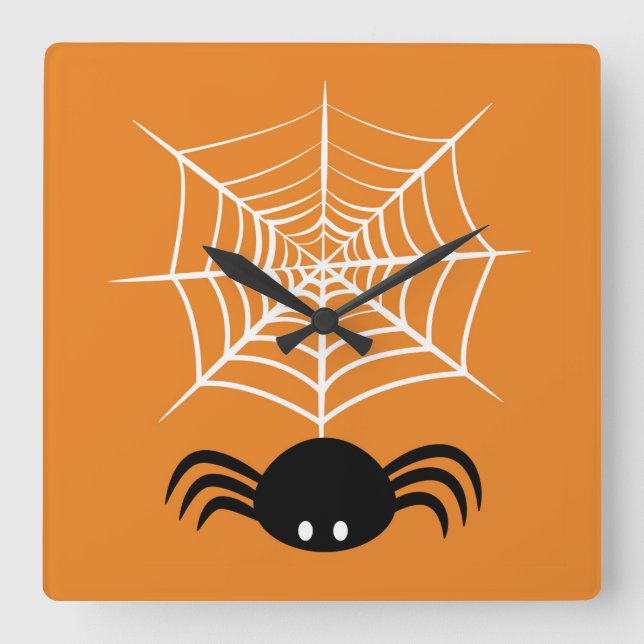 Halloween-Spindelnät Fyrkantig Klocka (Framsida)