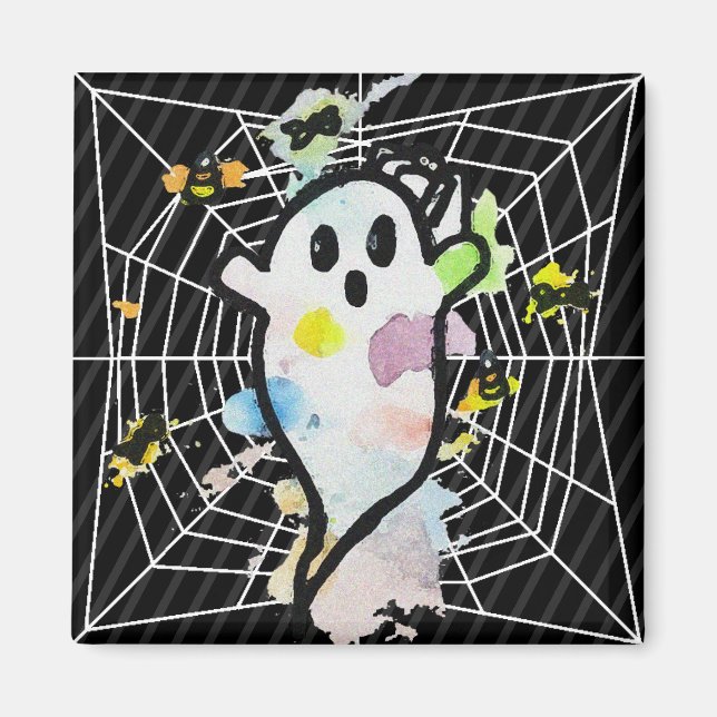 Halloween Spindelnät Ghost Magnet (Framsidan)