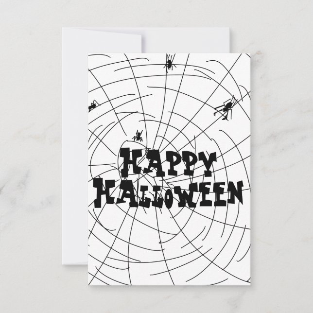 Halloween Spindelnät Handritade Kort (Framsida)