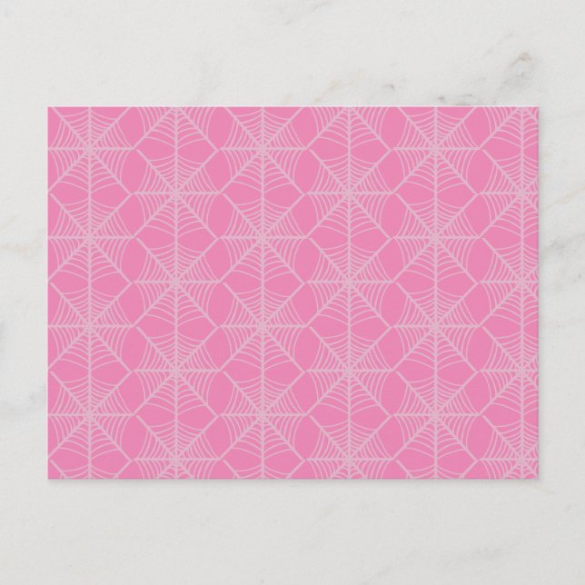 Halloween-Spindelnät i Rosa och vit Vykort (Framsida)