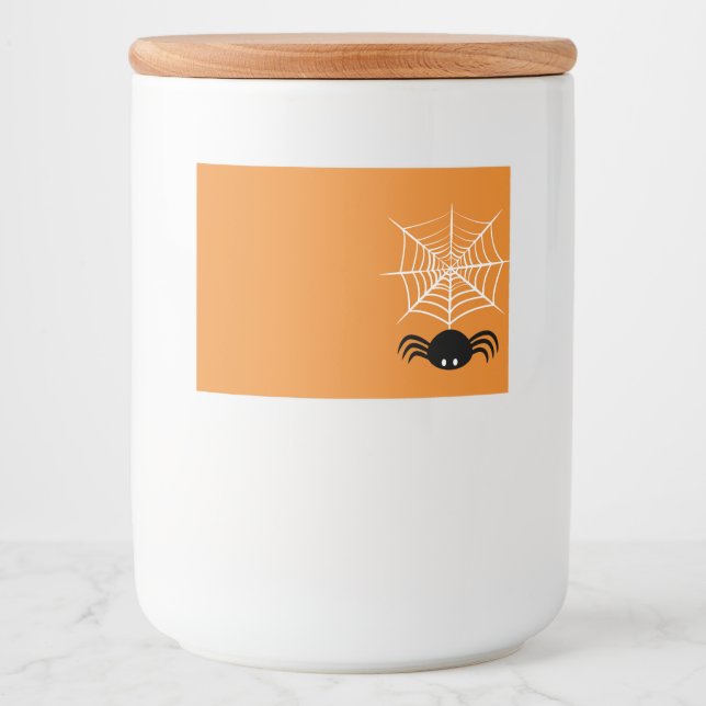 Halloween-Spindelnät Mat Etiketter (Framsida)