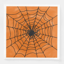 Halloween-Spindelnät med Spider på Orange Pappersservett