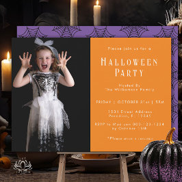 Halloween-Spindelnät Modern Simple Party Photo Inbjudningar