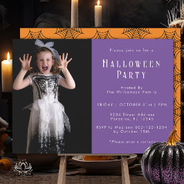 Halloween-Spindelnät Modern Simple Party Photo Inbjudningar