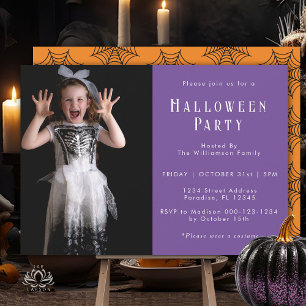 Halloween-Spindelnät Modern Simple Party Photo Inbjudningar
