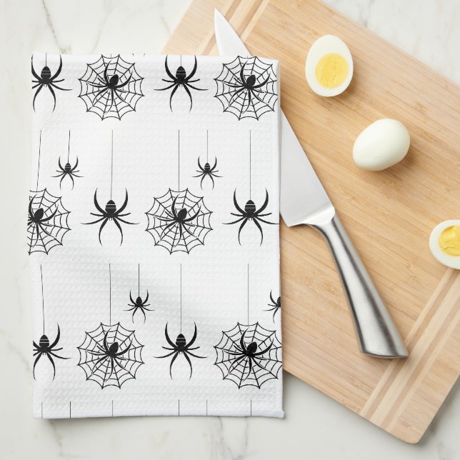 Halloween Spindelnät Mönster Spooky Cobweb Kökshandduk (Vikt i Fjärdedel)