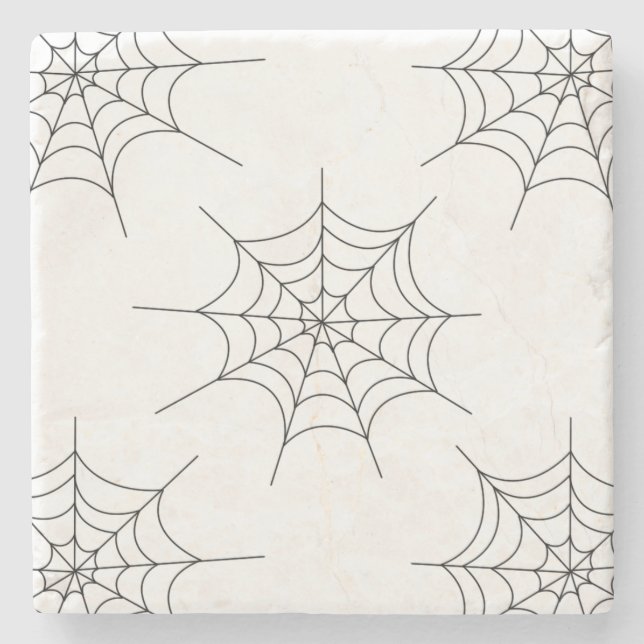 Halloween Spindelnät Mönster Stone Underlägg (Framsidan)