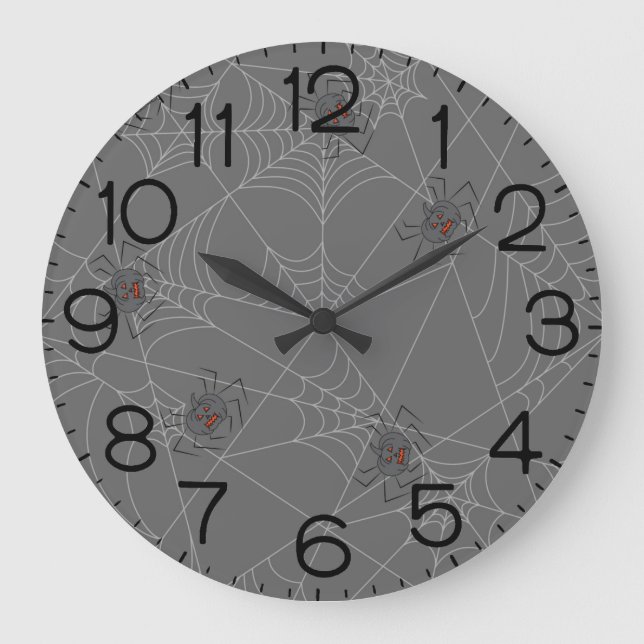Halloween spindelnät och pumpor   stor klocka (Framsida)