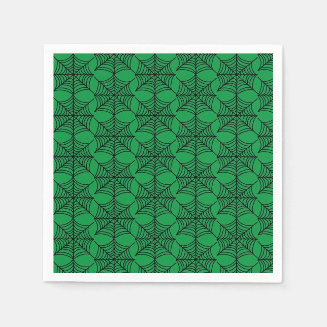 Halloween-Spindelnät på Grönt Pappersservett (Framsidan)