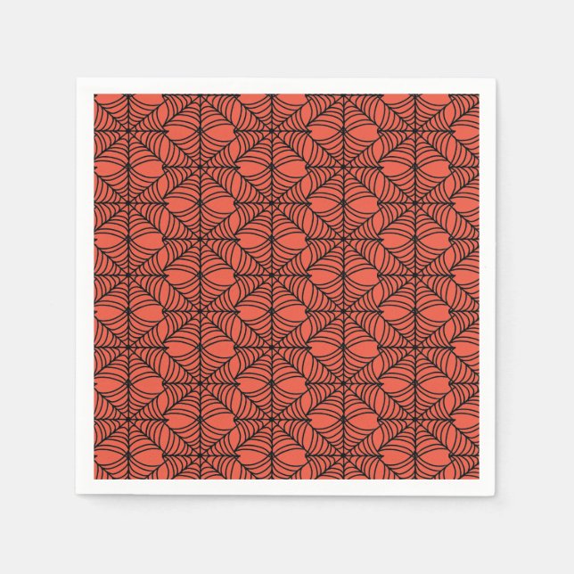 Halloween-Spindelnät på Orange Pappersservett (Framsidan)