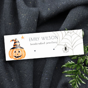 Halloween Spindelnät Pumpkin Stud Earring Visning Mini Visitkort