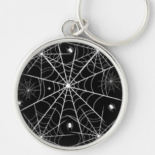 Halloween-Spindelnät Rund Silverfärgad Nyckelring