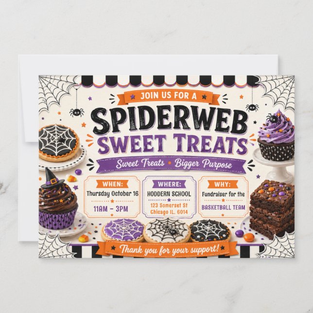 Halloween Spindelnät Söta Gods Inbjudningar (Framsida)