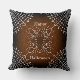 Halloween-Spindelnät spindlar svart orange vit Kudde