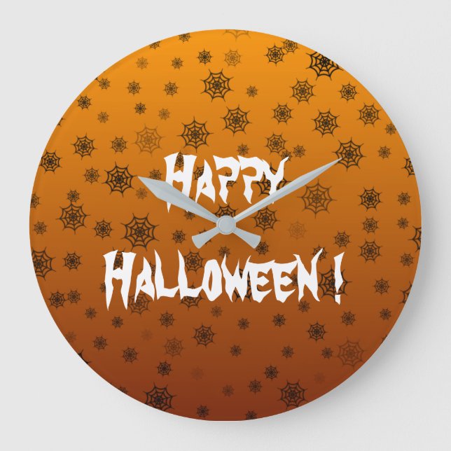 Halloween Spindelnät Stor Klocka (Framsida)
