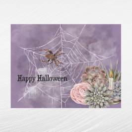 Halloween Spindelnät Succulents Candle Helg Vykort