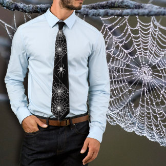 Halloween Spindelnät Svart Herrhalsduk Slips