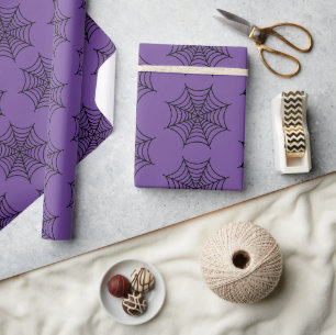 Halloween Spindelnät Svart Lila Goth Kuslig Presentpapper
