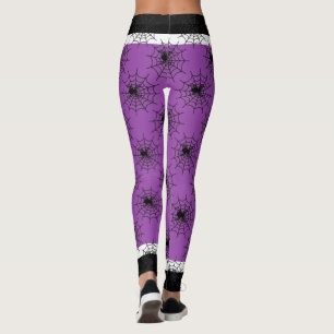 Halloween-spindelnät svart och lila leggings