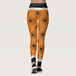 Halloween-spindelnät svart och orange leggings